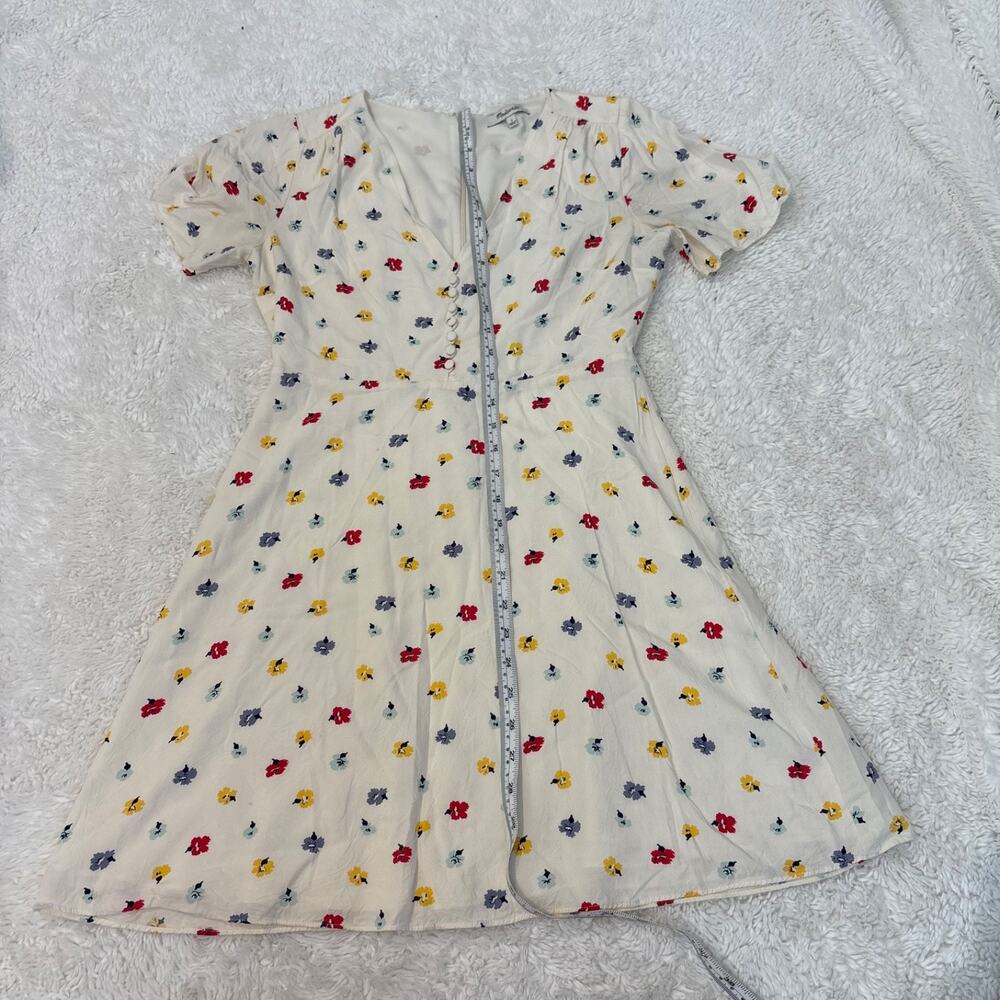 Madewell Womens Ivory Floral V-Neck Flutter Sleeve Dress Preppy Costal Cottage 2 - Picture 3 of 6
